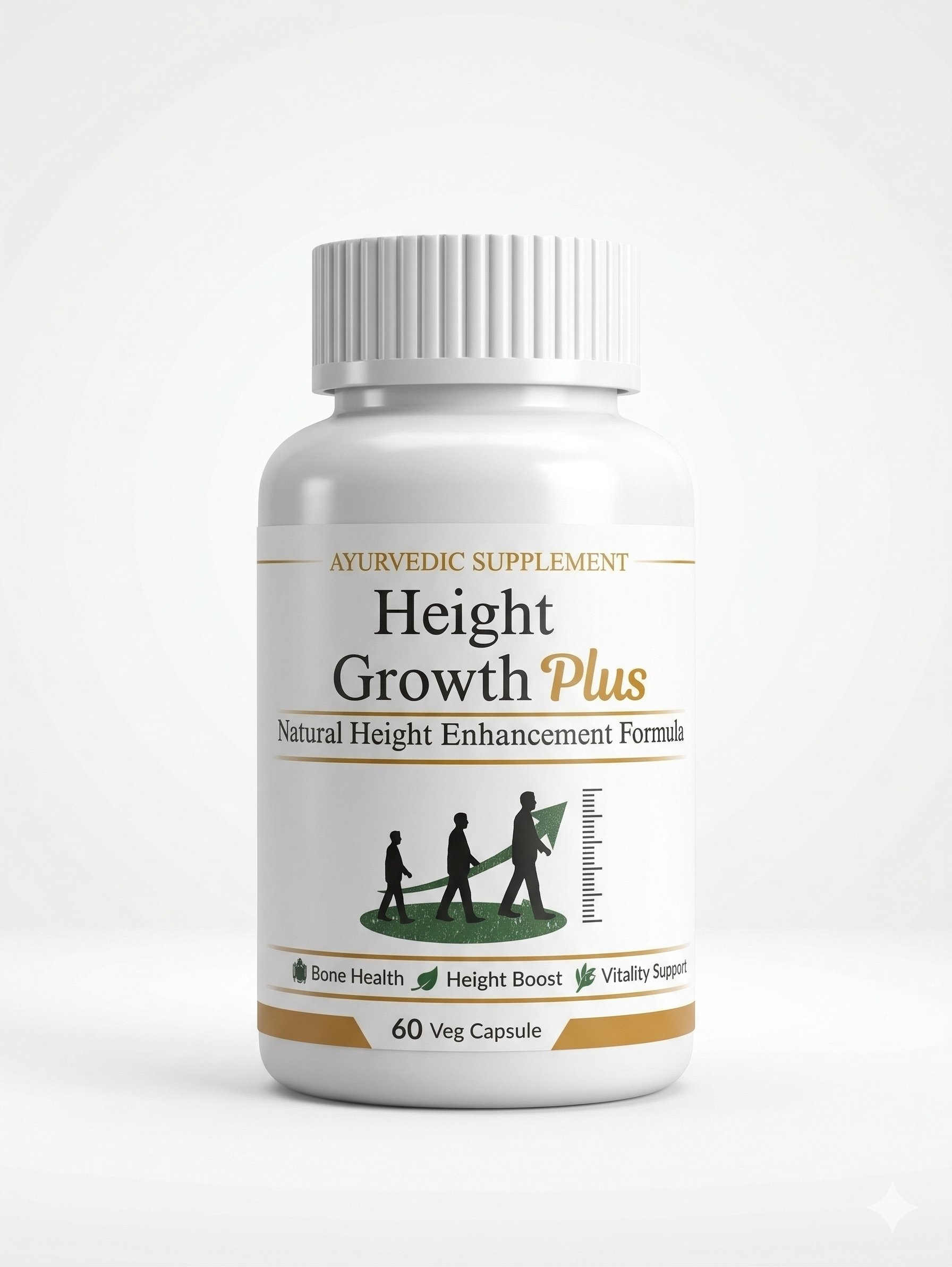 Ayurvedic Height Growth Plus Capsules | Bone Health & Vitality Support | Natural Herbal Supplement for Growth Support | 60 Veg Capsules